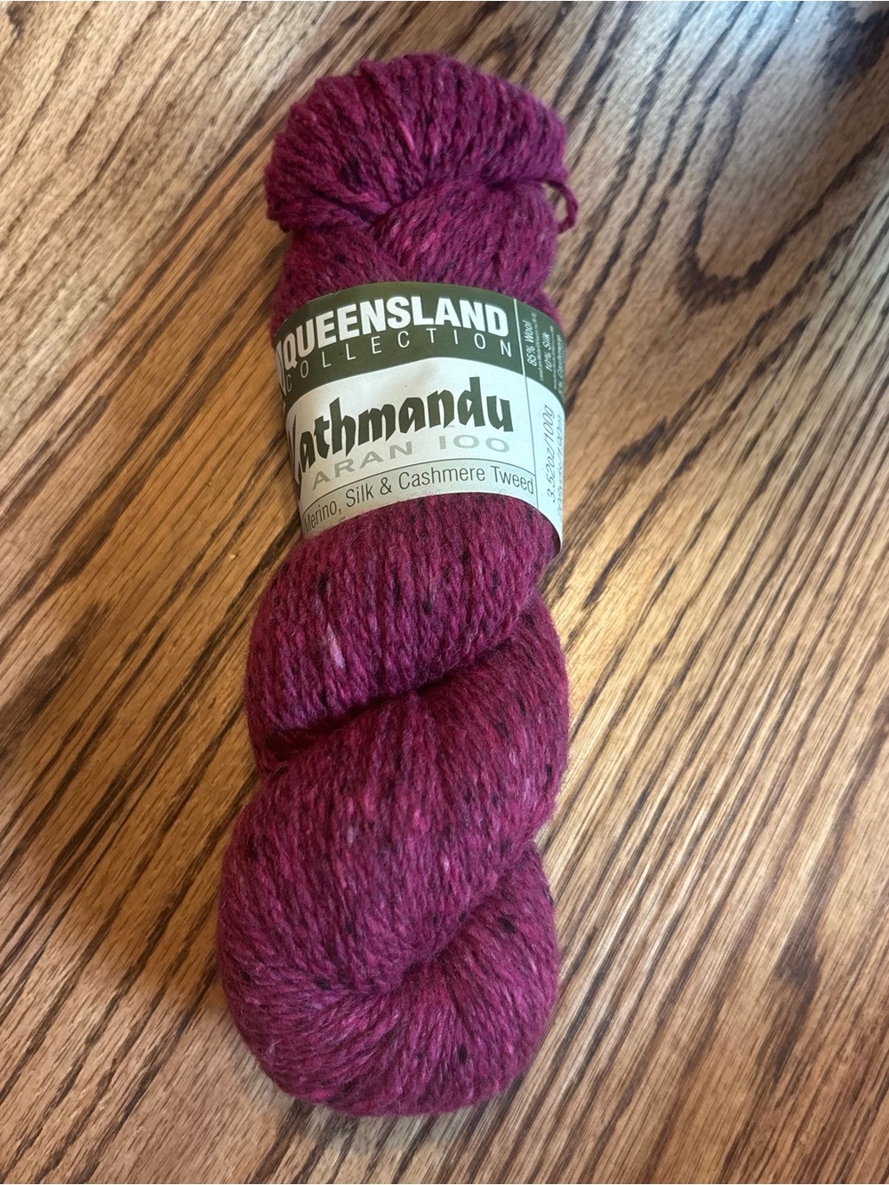 Queensland Kathmandu Yarn Berry Merino Wool Silk Cashmere Aran 100 Color 12 NWT